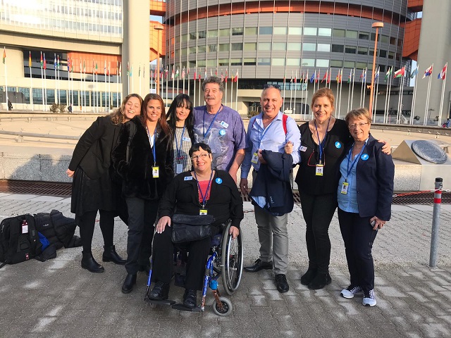Access Israel's delegation in front of the UN buildings in Vienna