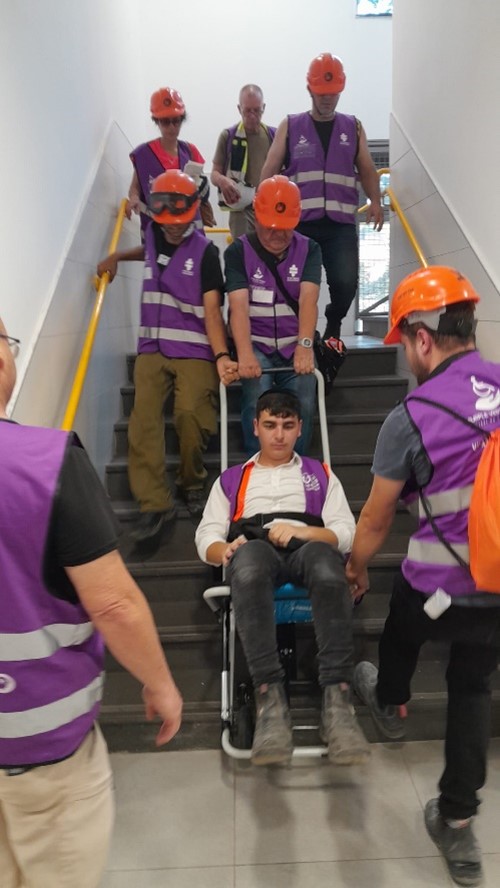 Evacuation practice in an accessible escape chair